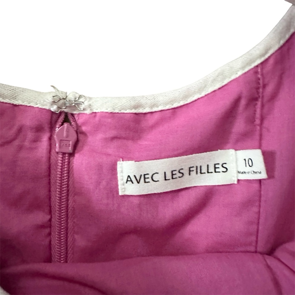 Avec Les Filles Contrast Edge Fit & Flare Midi Linen Blend Dress Size 10 - Picture 7 of 12